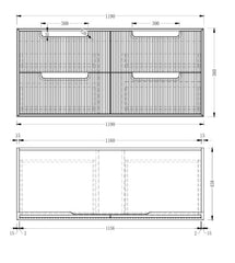 Berlin Wall Hung 1200mm Timber Fluted Vanity