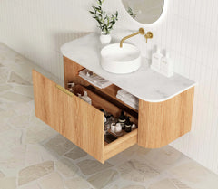 BONDI 1200MM WOODLAND OAK FLUTED CURVE VANITY