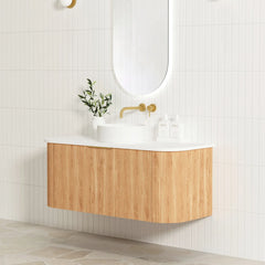 BONDI 1200MM WOODLAND OAK FLUTED CURVE VANITY