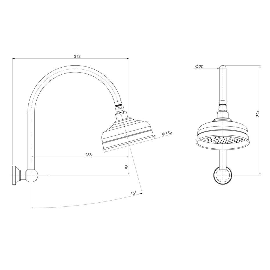 Cromford High-Rise Shower Arm and Rose