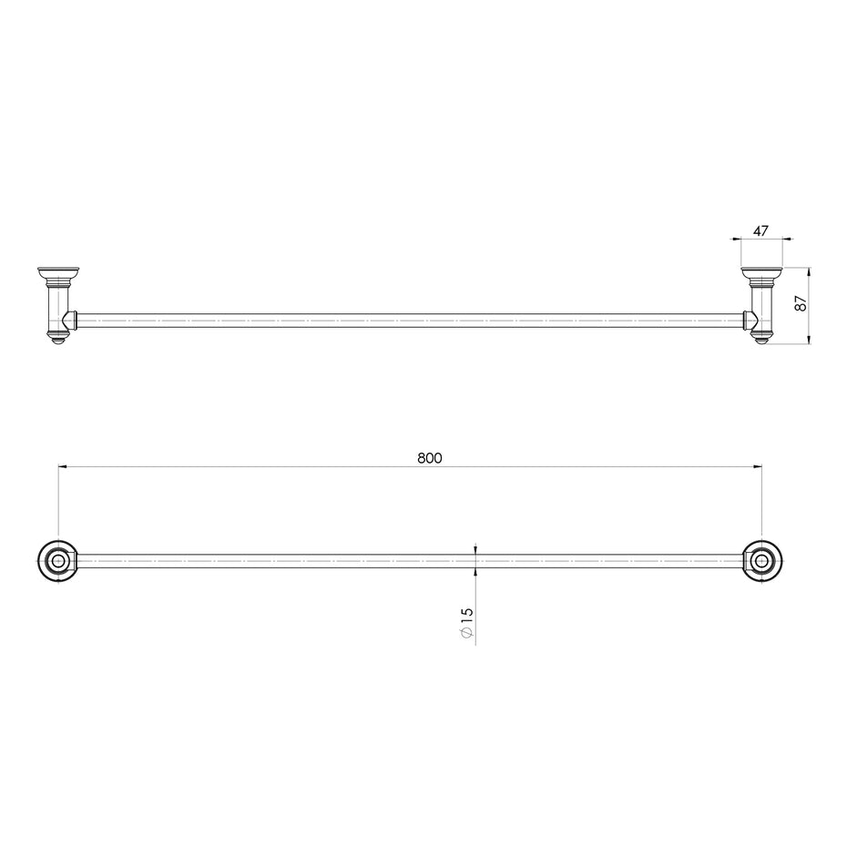 Cromford Single Towel Rail 800mm