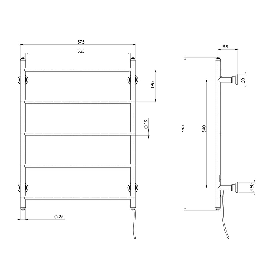 Cromford Heated Towel Ladder 550mm x 750mm