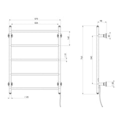 Cromford Heated Towel Ladder 550mm x 750mm