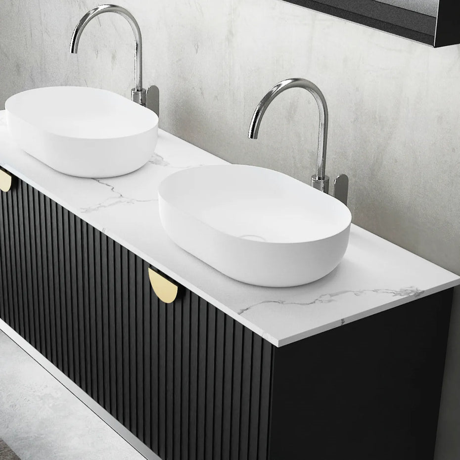 MARLO 1500MM MATTE BLACK WALL HUNG VANITY