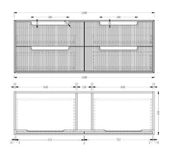 Berlin Wall Hung 1500mm Double Basin Timber Fluted Vanity