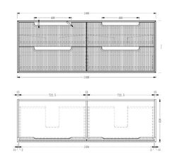 Berlin Wall Hung 1500mm Double Basin Timber Fluted Vanity