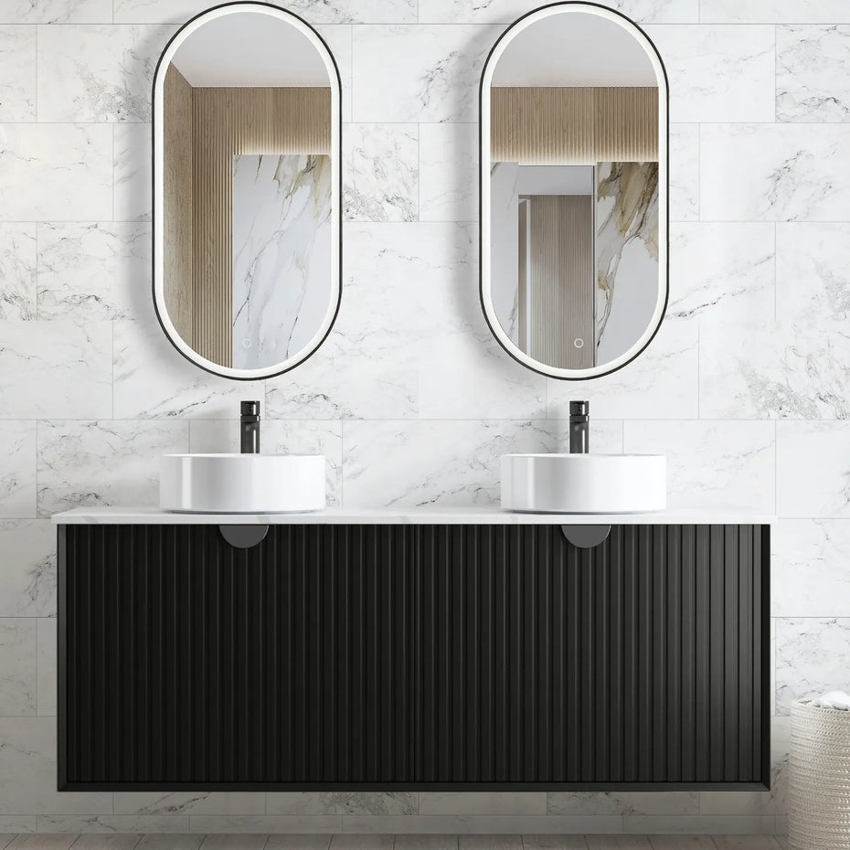 MARLO 1500MM MATTE BLACK WALL HUNG VANITY