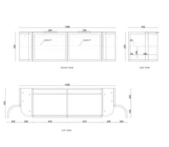 HAMPSHIRE 1500MM SATIN WHITE WALL HUNG CURVE VANITY