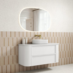 Ramee Fluted Wall Hung 1200mm Matte White Cabinet