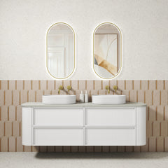 Ramee Fluted Wall Hung 1800mm Matte White Cabinet