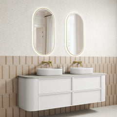 Ramee Fluted Wall Hung 1800mm Matte White Cabinet