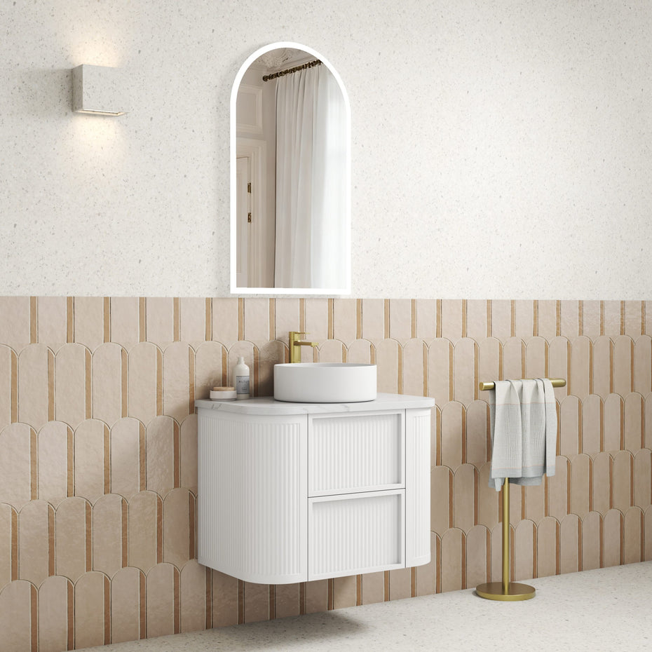 Ramee Fluted Wall Hung 750mm Matte White Cabinet