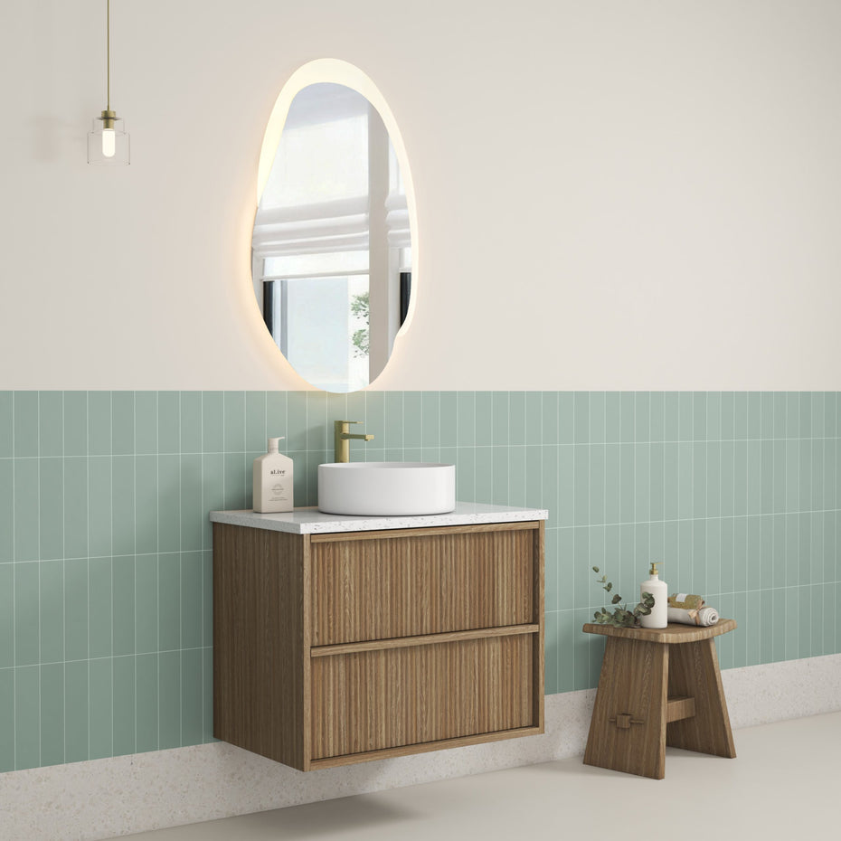 Venetta Fluted Framed Wall Hung 750mm Harvest Oak Cabinet