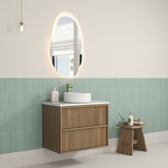 Venetta Fluted Framed Wall Hung 750mm Harvest Oak Cabinet