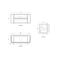 Ramee Fluted Wall Hung 1200mm Matte White Cabinet