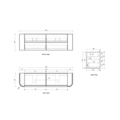 Ramee Fluted Wall Hung 1800mm Matte White Cabinet
