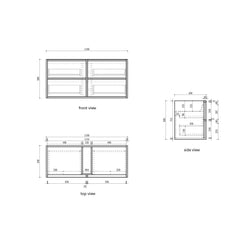 Venetta Fluted Framed Wall Hung 1200mm Harvest Oak Cabinet