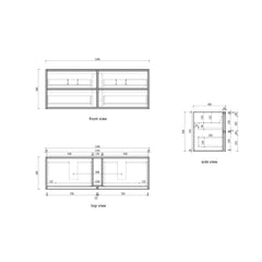 Venetta Fluted Framed Wall Hung 1500mm Harvest Oak Cabinet
