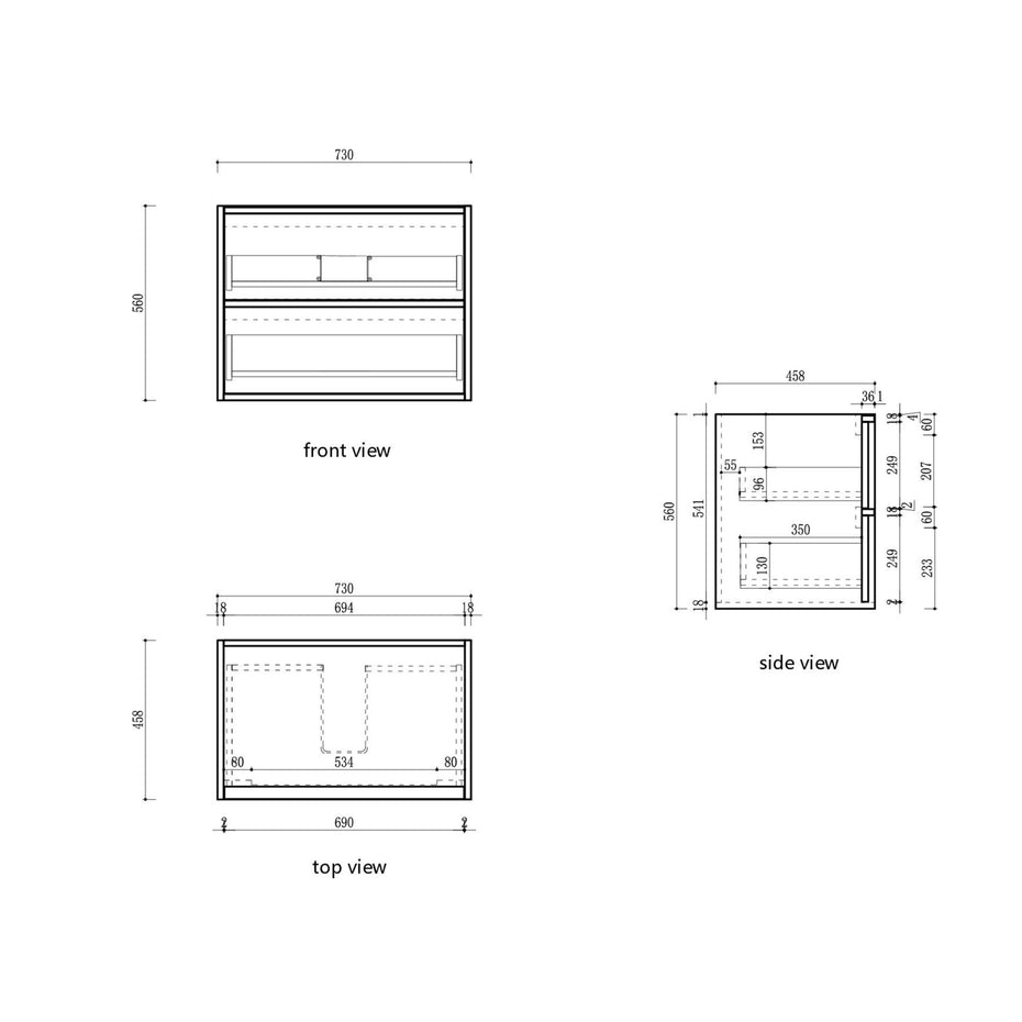 Venetta Fluted Framed Wall Hung 750mm Harvest Oak Cabinet