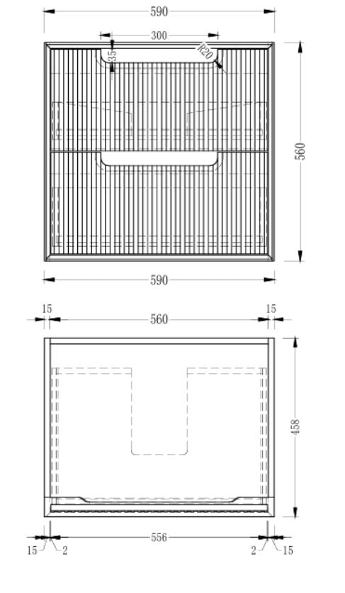 Berlin Wall Hung 600mm Solid timber Fluted Vanity