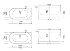 ECT Bondi Corner Bathtub 1500mm/1700mm