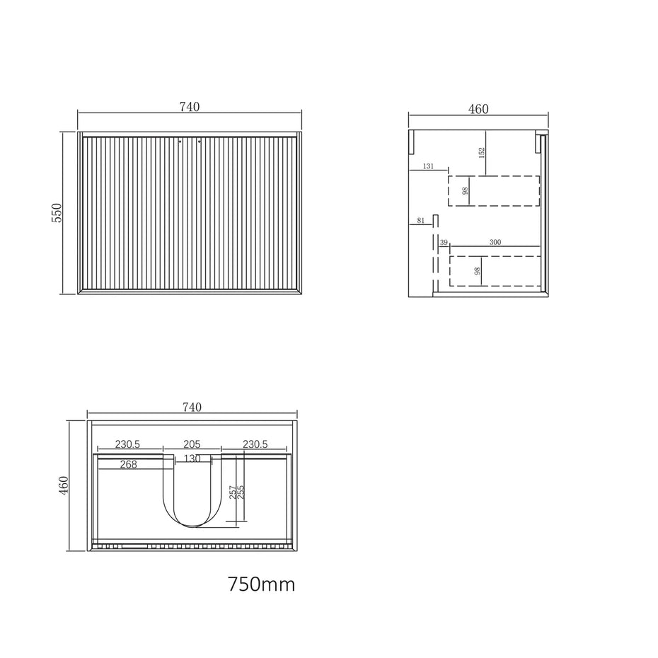 MARLO 750MM MATTE BLACK WALL HUNG VANITY