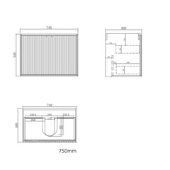 MARLO 750MM MATTE BLACK WALL HUNG VANITY
