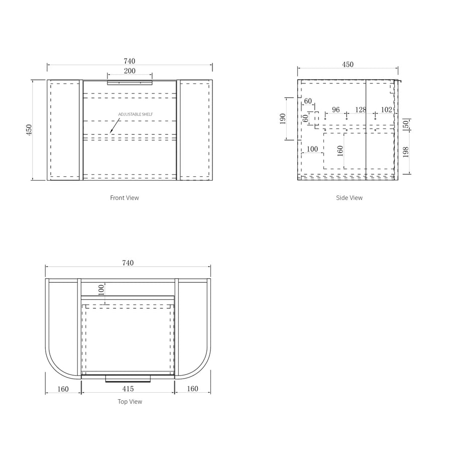 BONDI 1200MM SATIN WHITE FLUTED WALL HUNG CURVE VANITY
