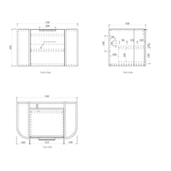 BONDI 1200MM SATIN WHITE FLUTED WALL HUNG CURVE VANITY