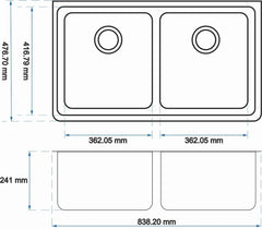 Kitchen Sink Granite Stone Under Mount Double Bowls OX8347.KS