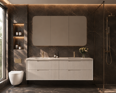 Austin Wall Hung 1500mm Fluted Style Bathroom Vanity - Double Basin