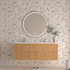 Berlin Wall Hung 1500mm Double Basin Timber Fluted Vanity