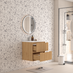 Berlin Wall Hung 600mm Solid timber Fluted Vanity