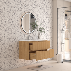 Berlin Wall Hung 900mm Timber Fluted Vanity