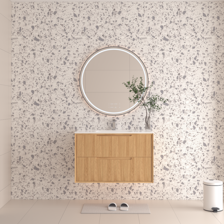 Berlin Wall Hung 900mm Timber Fluted Vanity