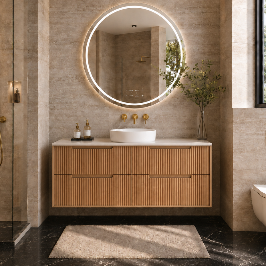 Berlin Wall Hung 1200mm Timber Fluted Vanity