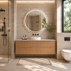 Berlin Wall Hung 1500mm Single Basin Timber Fluted Vanity