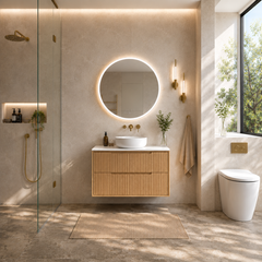 Berlin Wall Hung 900mm Timber Fluted Vanity