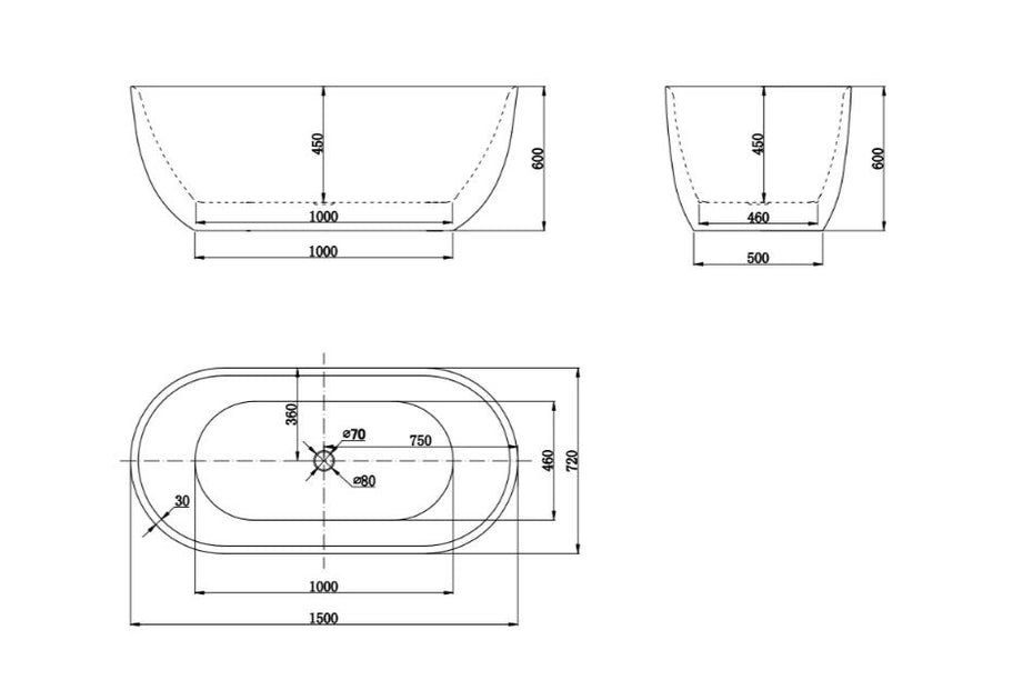 Berri Freestanding Bath - Gloss/Matte White