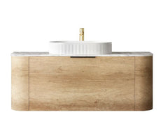 Bondi Natural Oak Wall Hung Curve Vanity - Cabinet Only