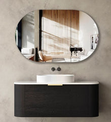 Bondi Black Oak Wall Hung Curve Vanity - Cabinet Only