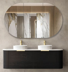 Bondi Black Oak Wall Hung Curve Vanity - Cabinet Only