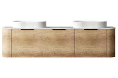 Bondi Natural Oak Wall Hung Curve Vanity - Cabinet Only