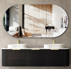 Bondi Black Oak Wall Hung Curve Vanity - Cabinet Only