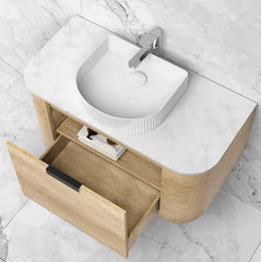 Bondi Natural Oak Wall Hung Curve Vanity - Cabinet Only
