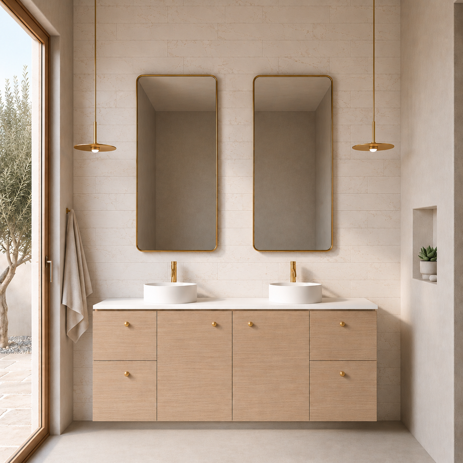 Boston Wall Hung 1800mm Double Basin Bathroom Vanity
