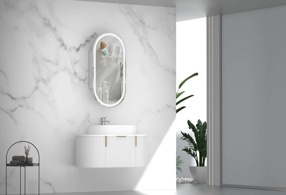 CARYSIL 900mm Fluted Wall Hung Vanity - White