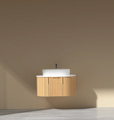 CARYSIL 750mm Fluted Wall Hung Vanity - Walnut
