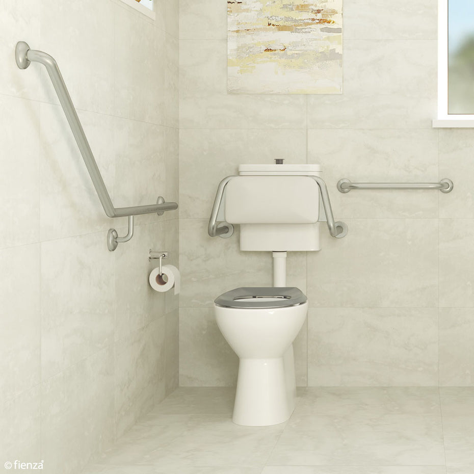 Stella Care Adjustable Link Toilet Suite, Gloss White with Blue Seat
