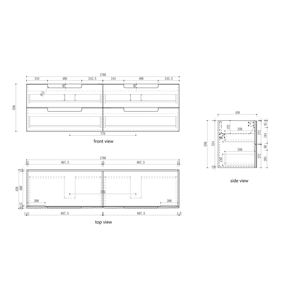 Lovina Wall Hung Vanity - 1800mm